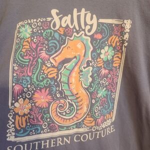 Southern Couture Seahorse Graphic Tee - Gray